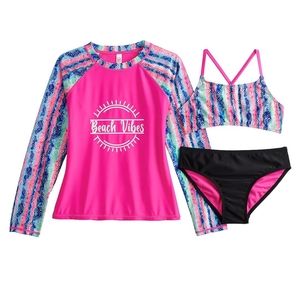 girls' 2 piece rash guard swimsuit
